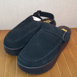 Hey Dude Delray Black Suede Platform Clogs Woman’s Size 10 Casual Slip On Shoes